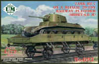 Танк БТ-7 на двовісній 20-тонній залізничній платформі (короткий - 6,6м) 2 моделі в наборі