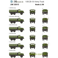 DAN models 35015 Декаль для военного грузовика ЗиЛ-131 бортовой (13 вариантов окраски)