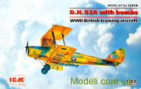 DH. 82A Tiger Moth с бомбами (британский учебно-тренировочный самолет времен Второй мировой войны)