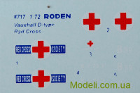 RODEN 717 Сборная модель 1:72 Vauxhall D-type "Red Cross"