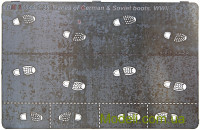 DAN models 35544 Фототравлення: Трафарет для нанесення слідів від чобіт, 2 види (німецькі та радянські чоботи)