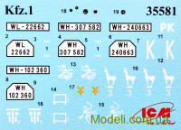 ICM 35582 Маштабна модель 1:35 le.gl.Einheitz-Pkw Kfz.1 з тентом, Німецький легкий позашляховий автомобіль ІІ CВ