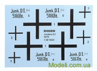 RODEN 433 Масштабна модель літака Junkers DI (early, long fuselage)